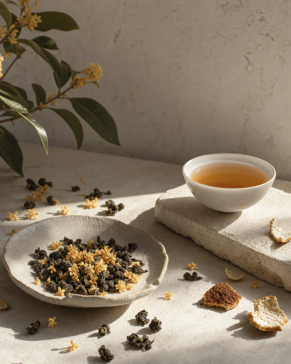桂花、乌龙茶与茶汤的灵感图